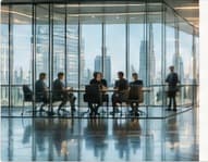 Directors meeting in a modern boardroom